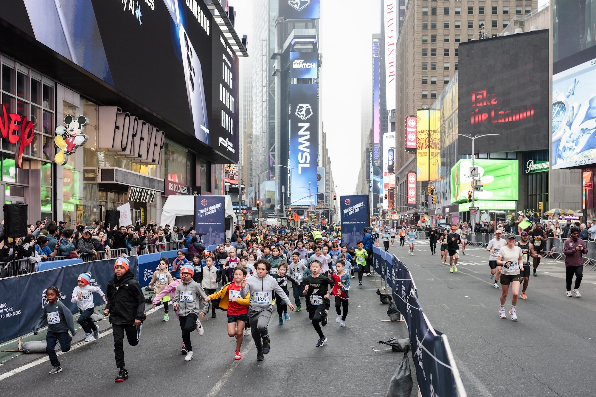 Youth athletes at the Times Square Kids Run 